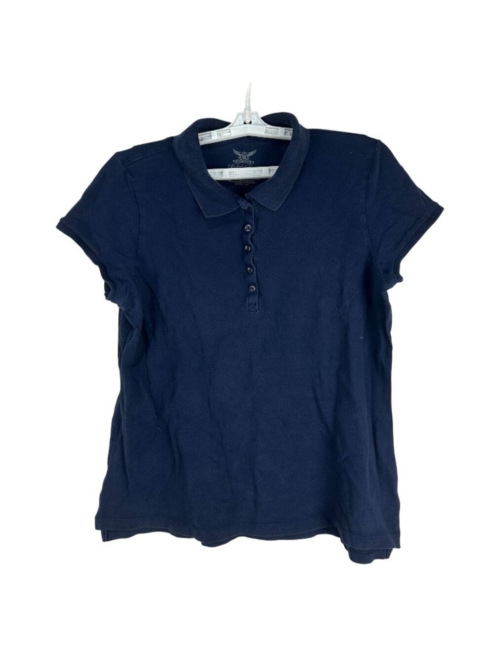 Faded Glory Womens Navy Polo Shirt XL (16-18) Short Sleeve Casual Cotton Blend